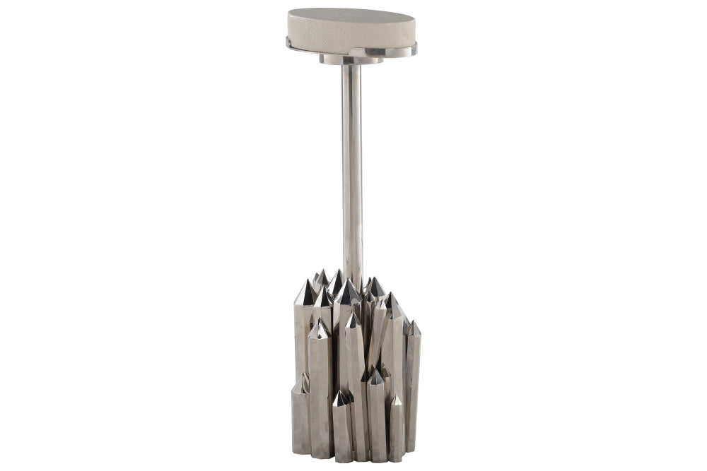 Kryptonite Drink Table (Polished Stainless & Shagreen)