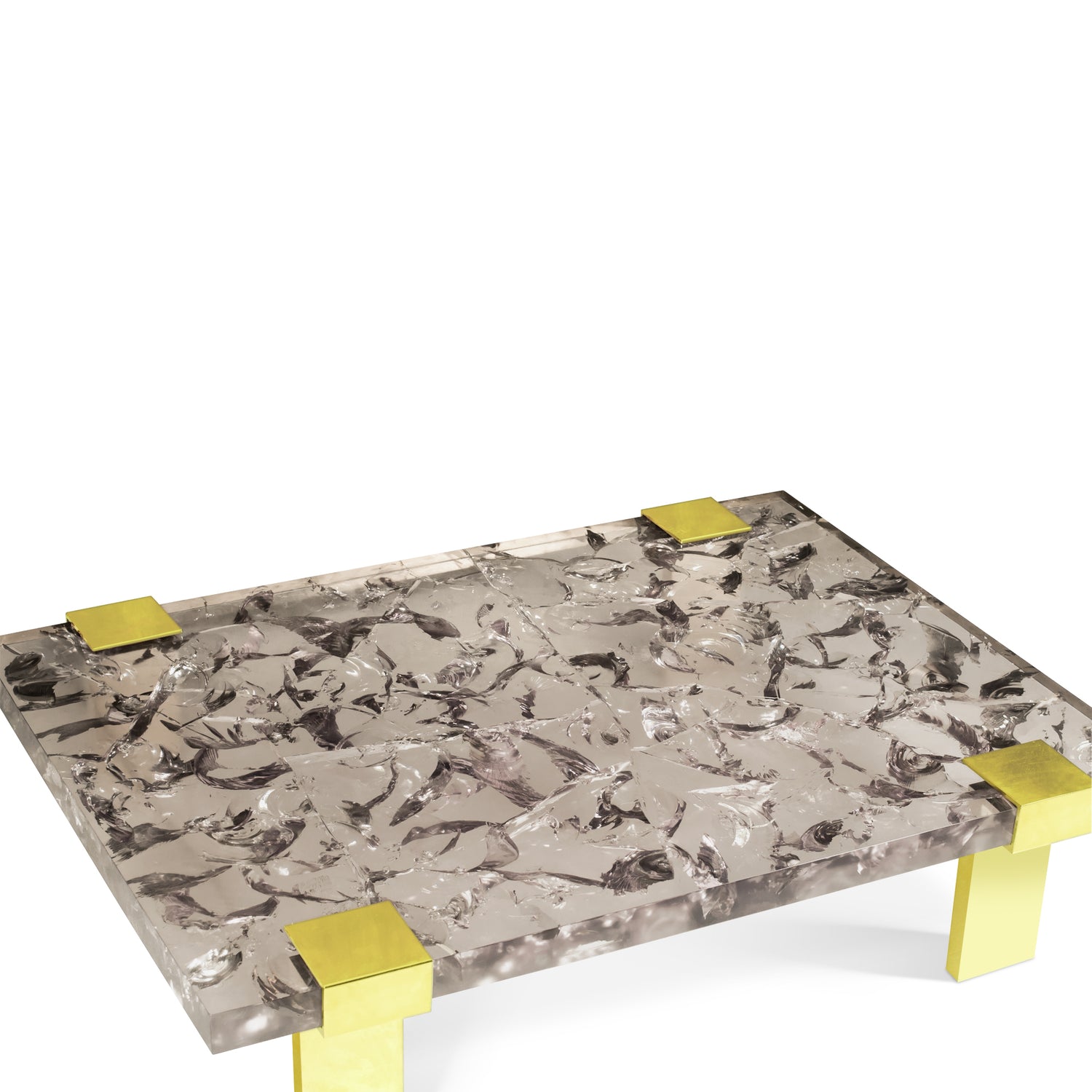 Clasp Coffee Table Ice Cracked Resin