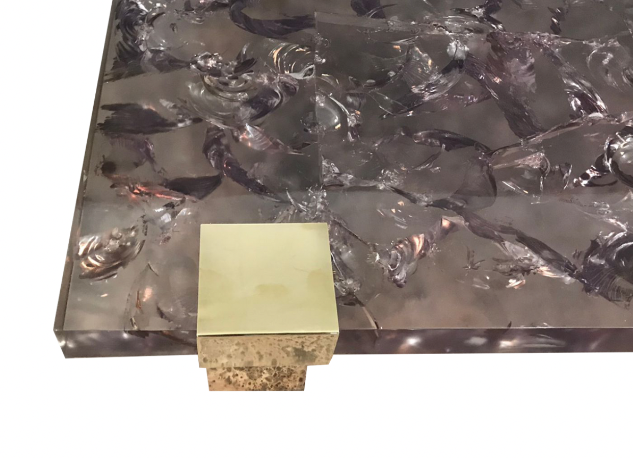 Clasp Coffee Table Ice Cracked Resin