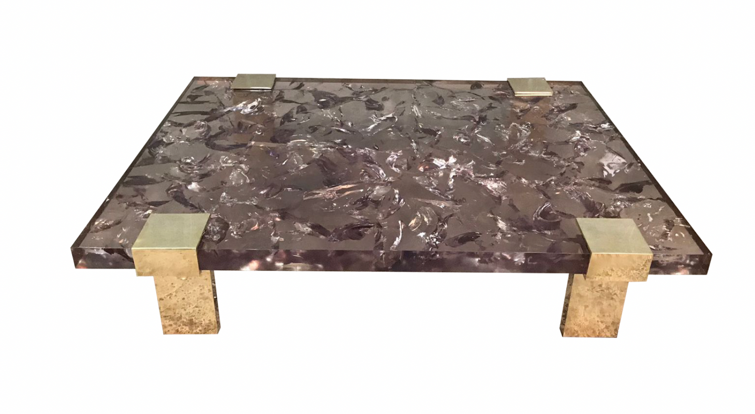 Clasp Coffee Table Ice Cracked Resin