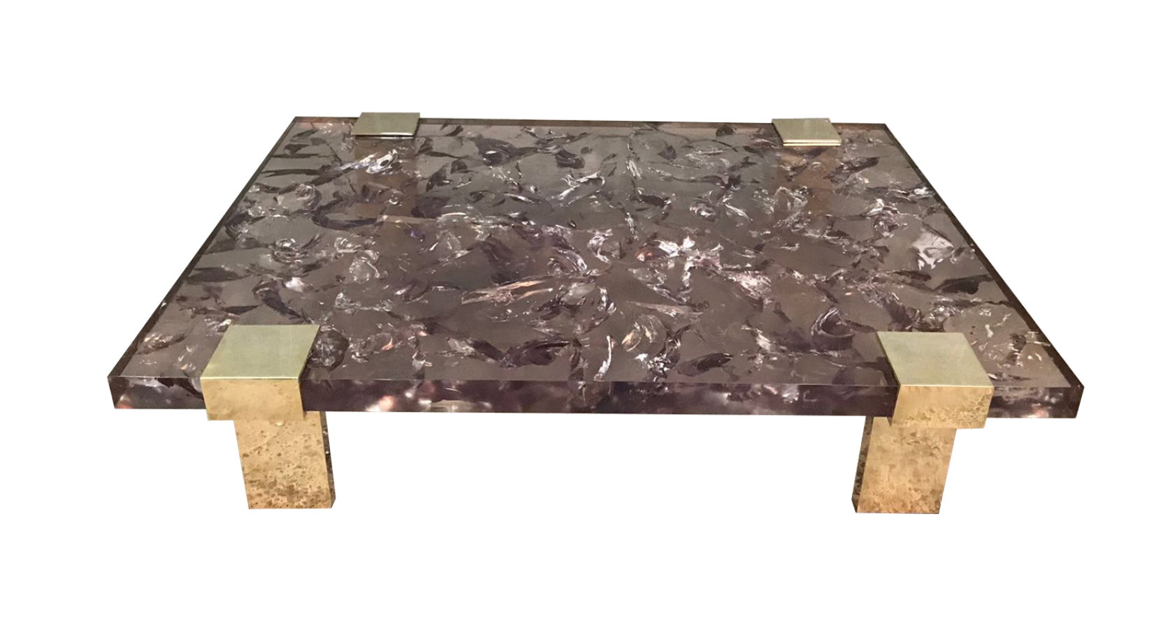 Clasp Coffee Table Ice Cracked Resin