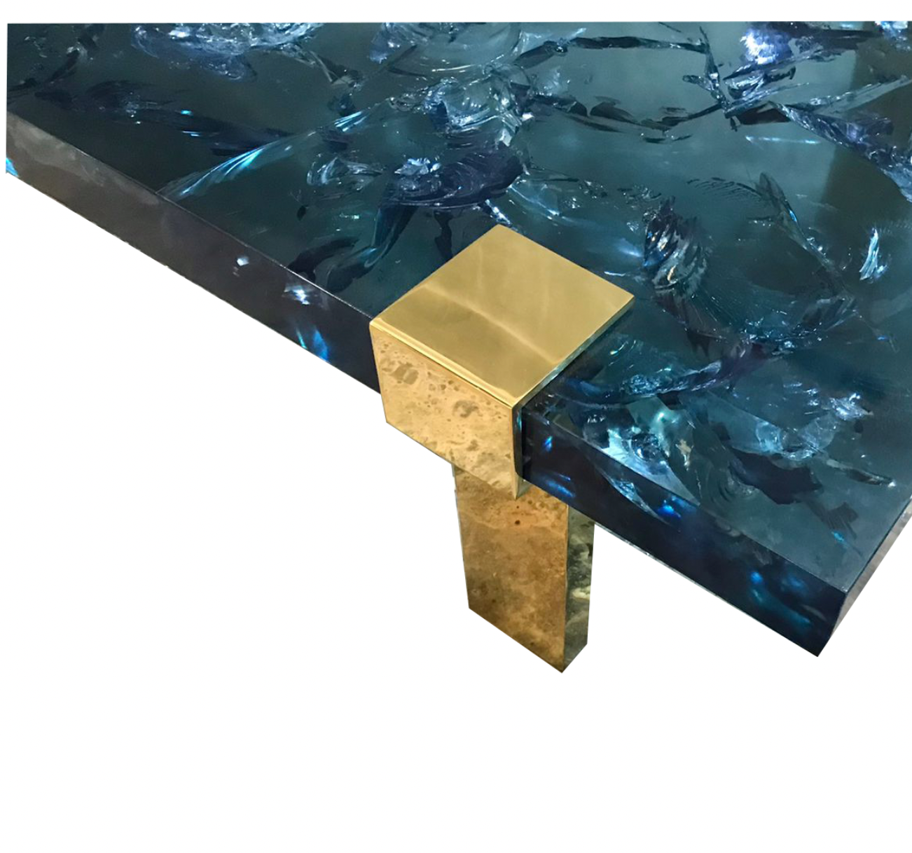 Clasp Coffee Table Ice Cracked Resin