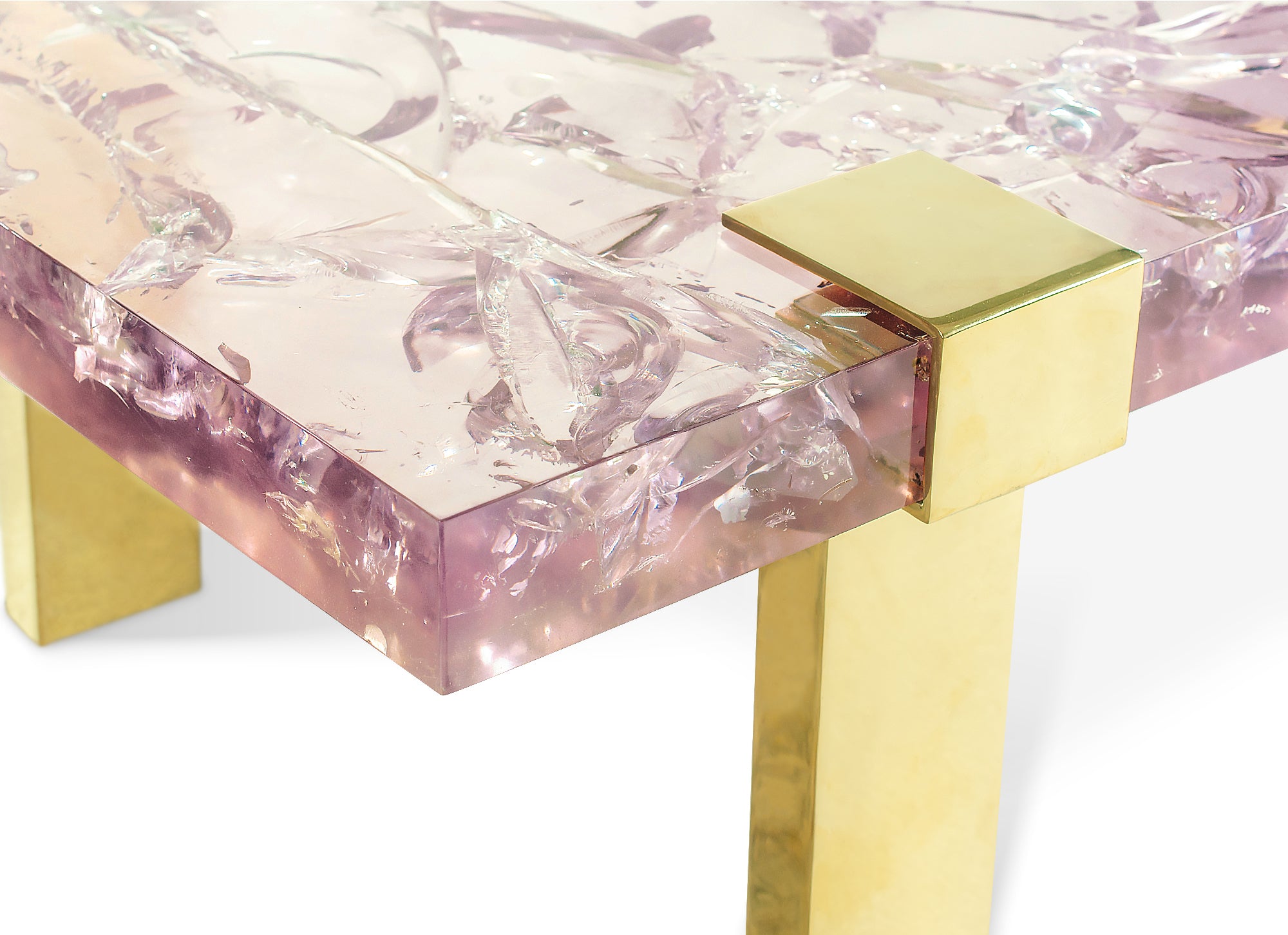 Clasp Coffee Table Ice Cracked Resin