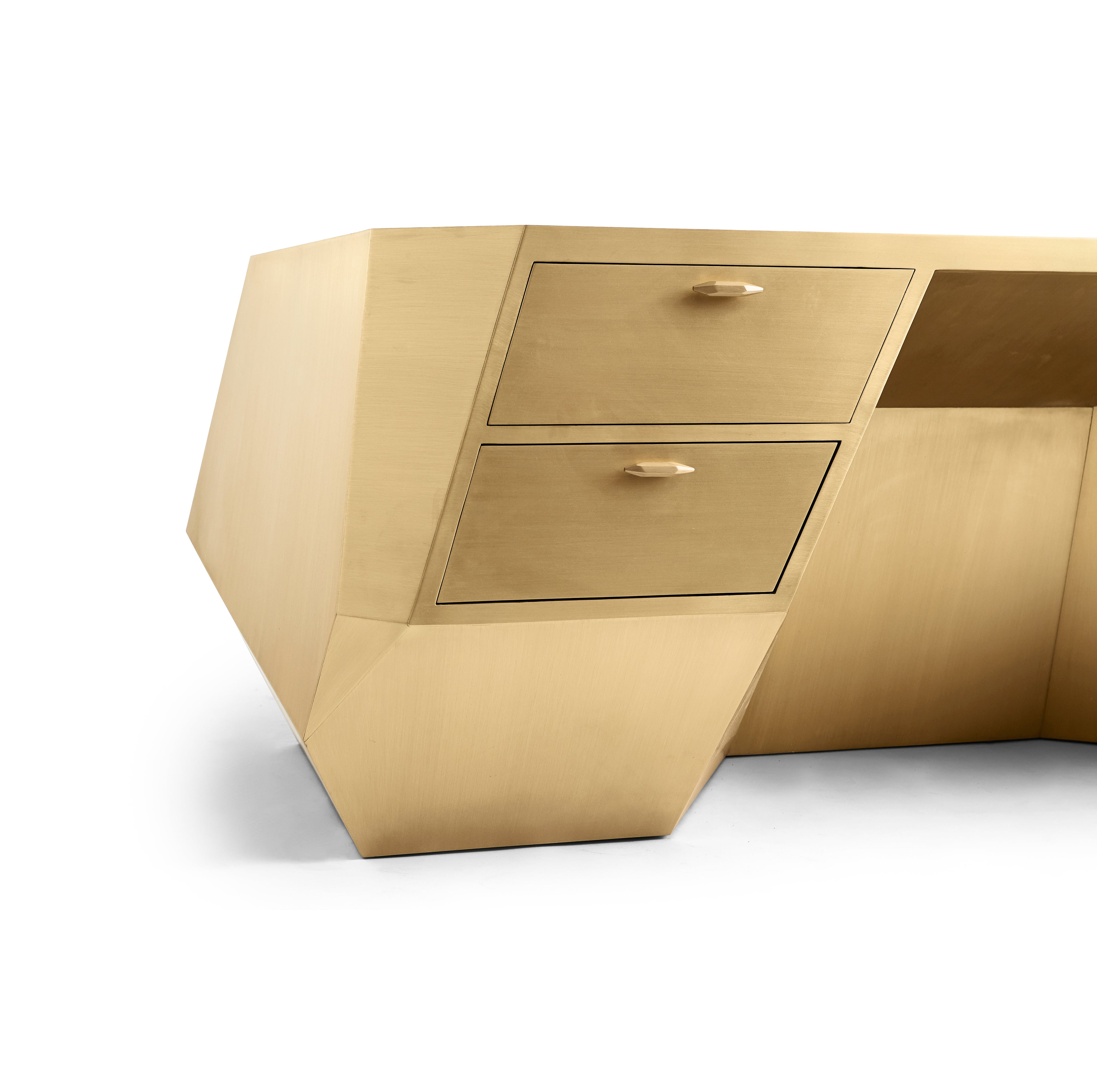 Popova Brass Desk (Brushed Matte Brass)