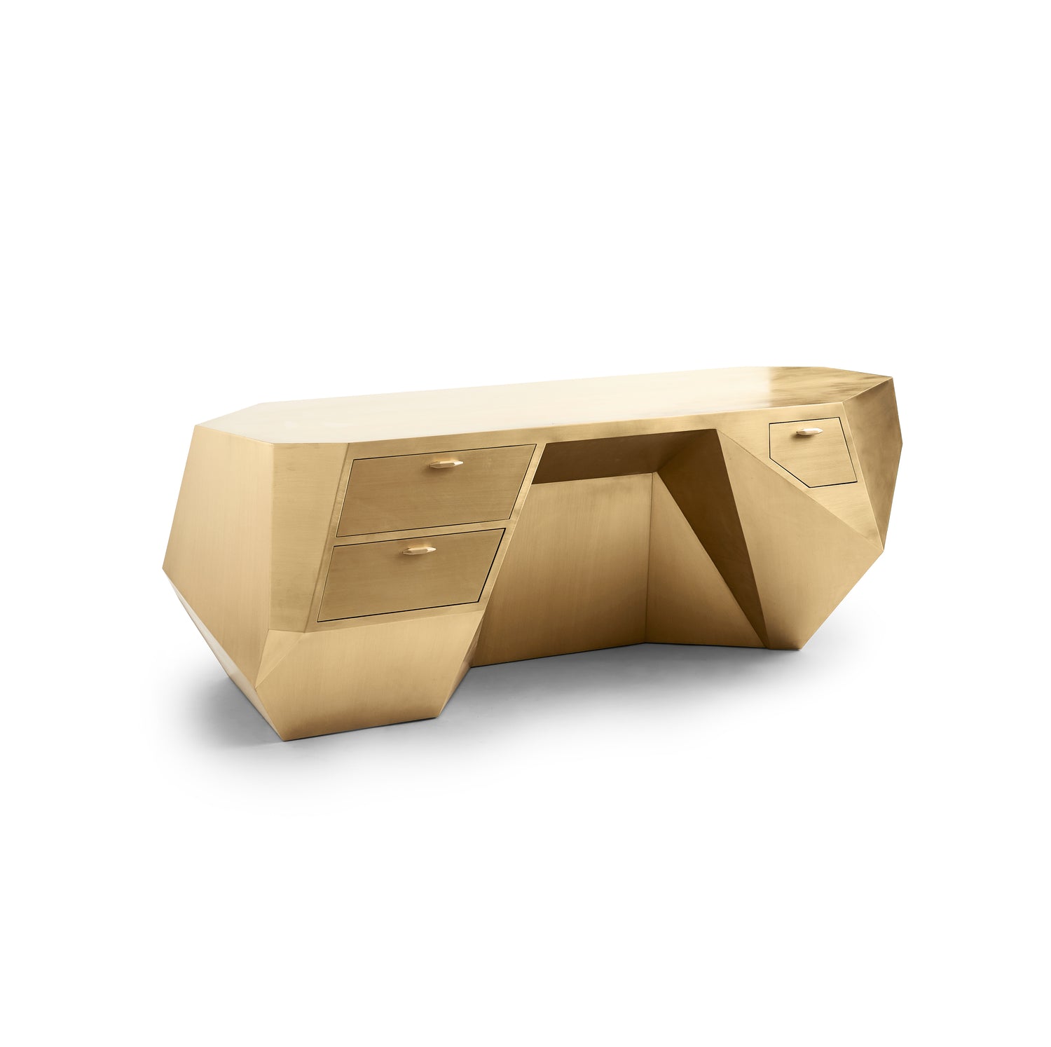 Popova Brass Desk (Brushed Matte Brass)