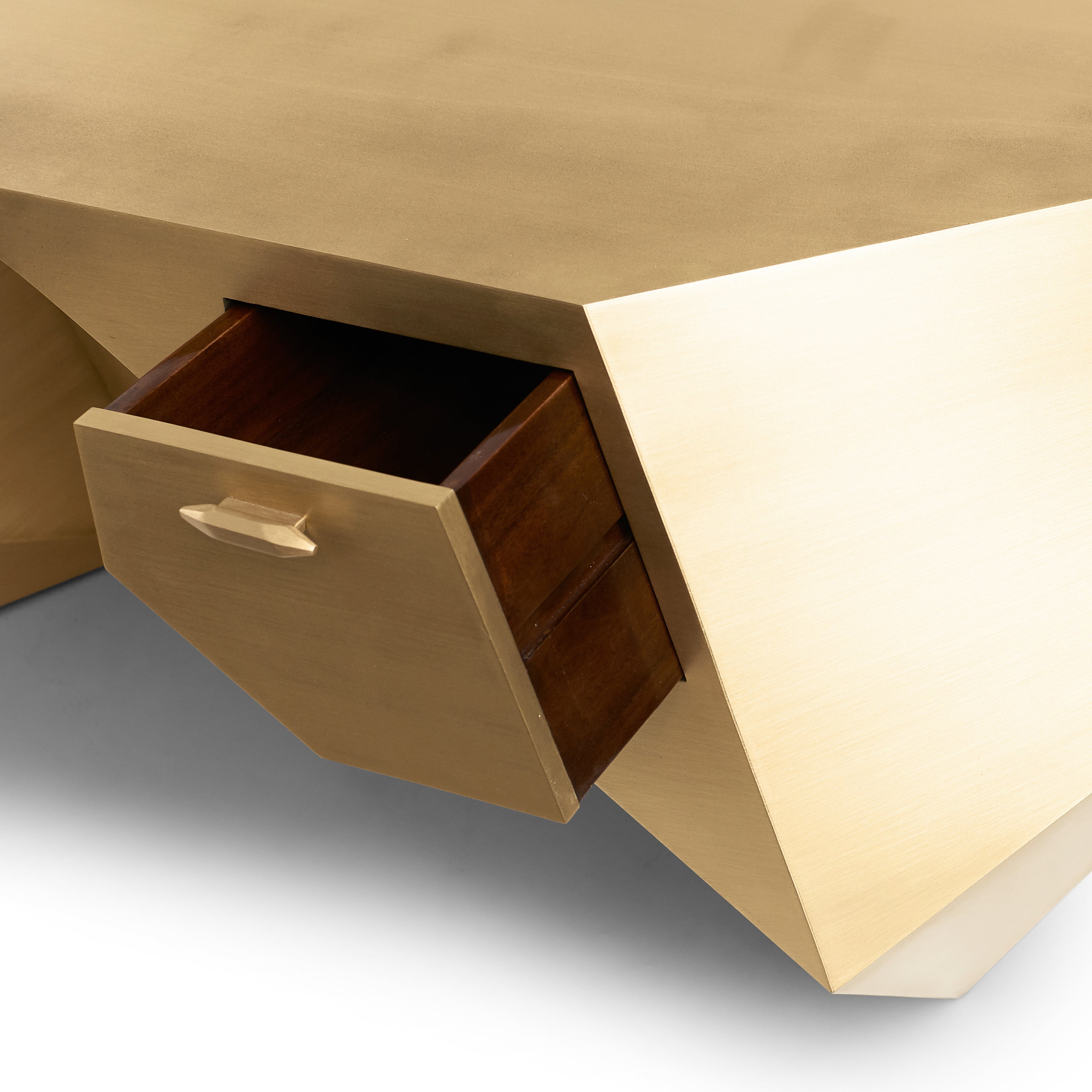 Popova Brass Desk (Brushed Matte Brass)