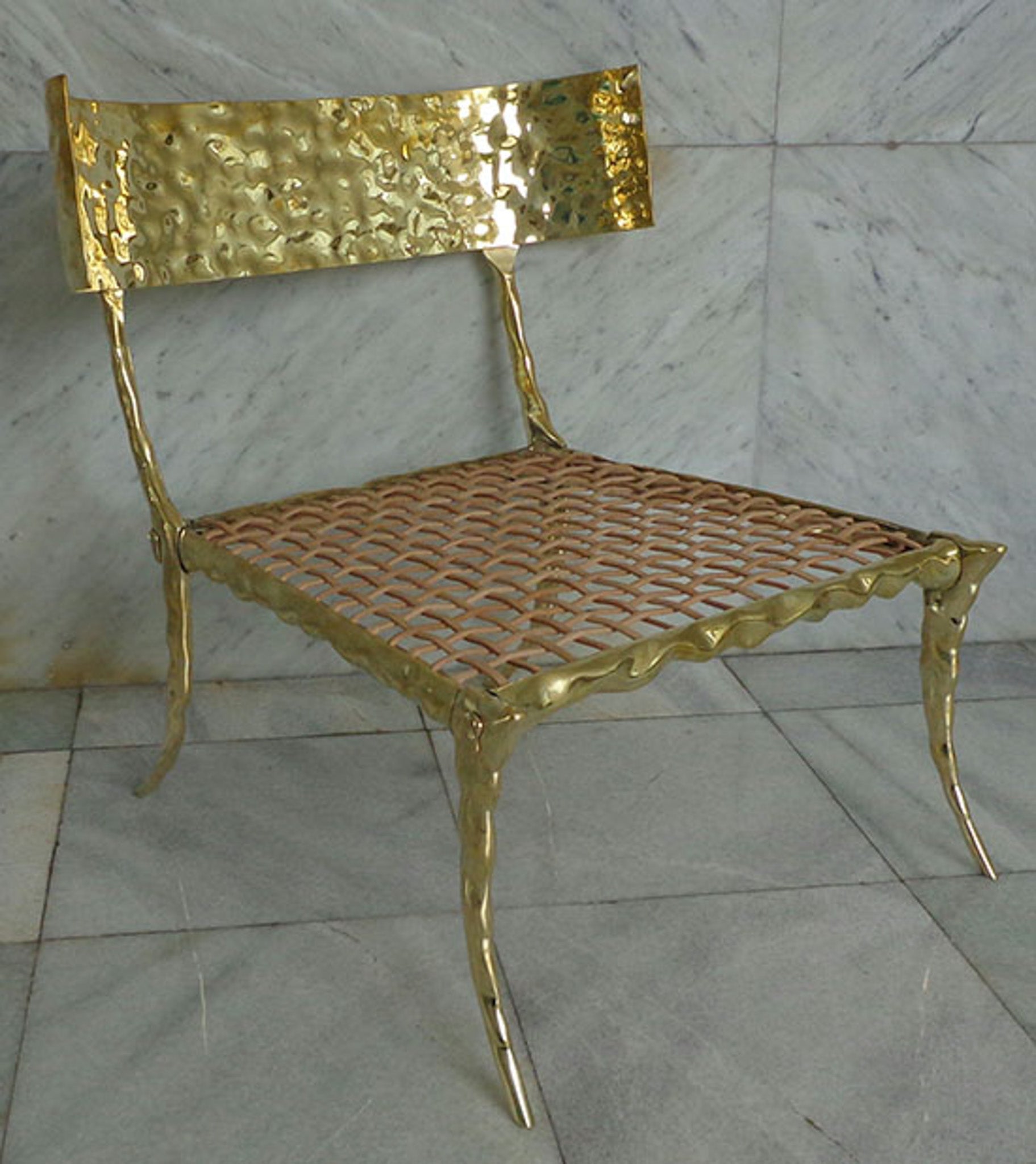 Aqua Brass Klismo Chair