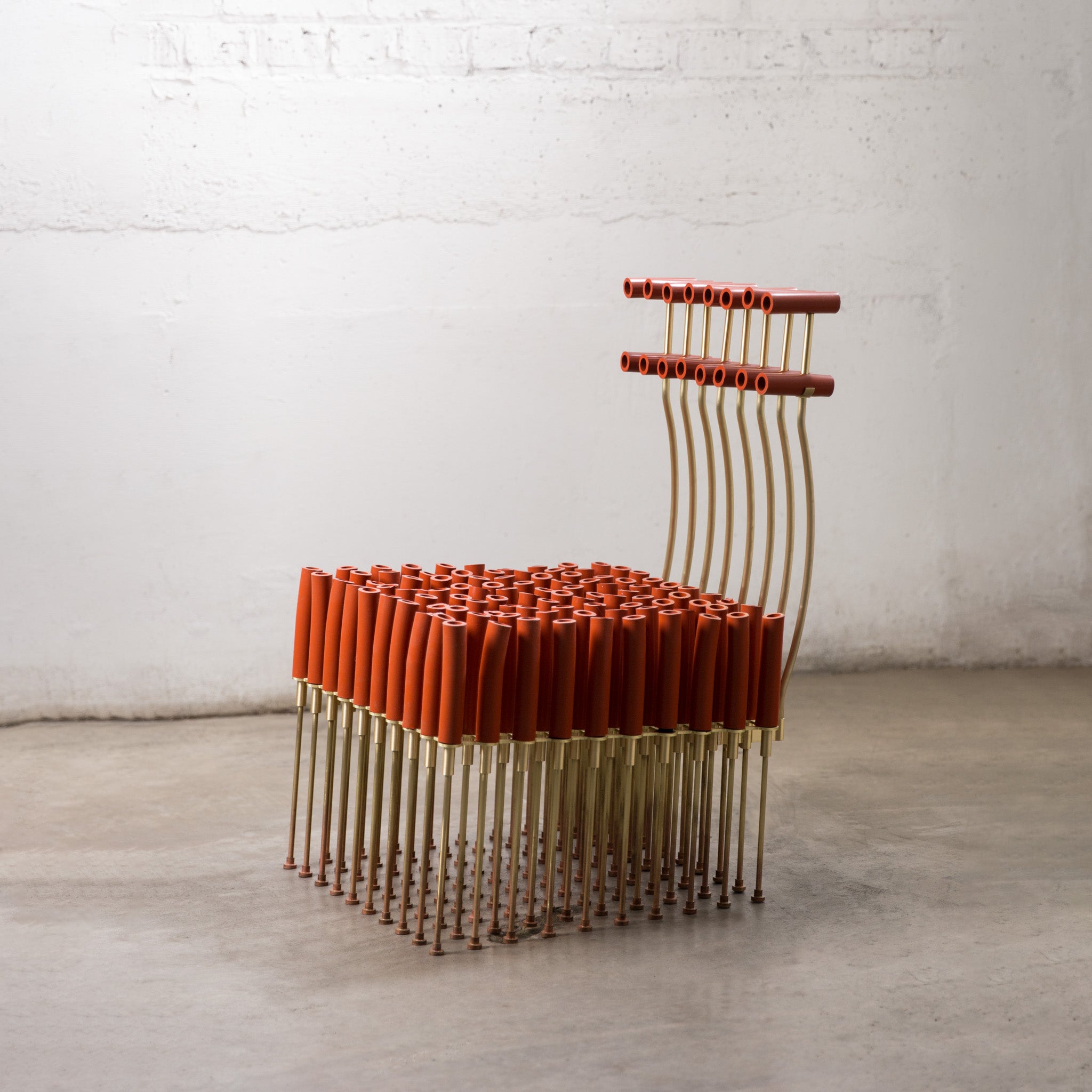 Chair with Tubes and Brass by Gentner