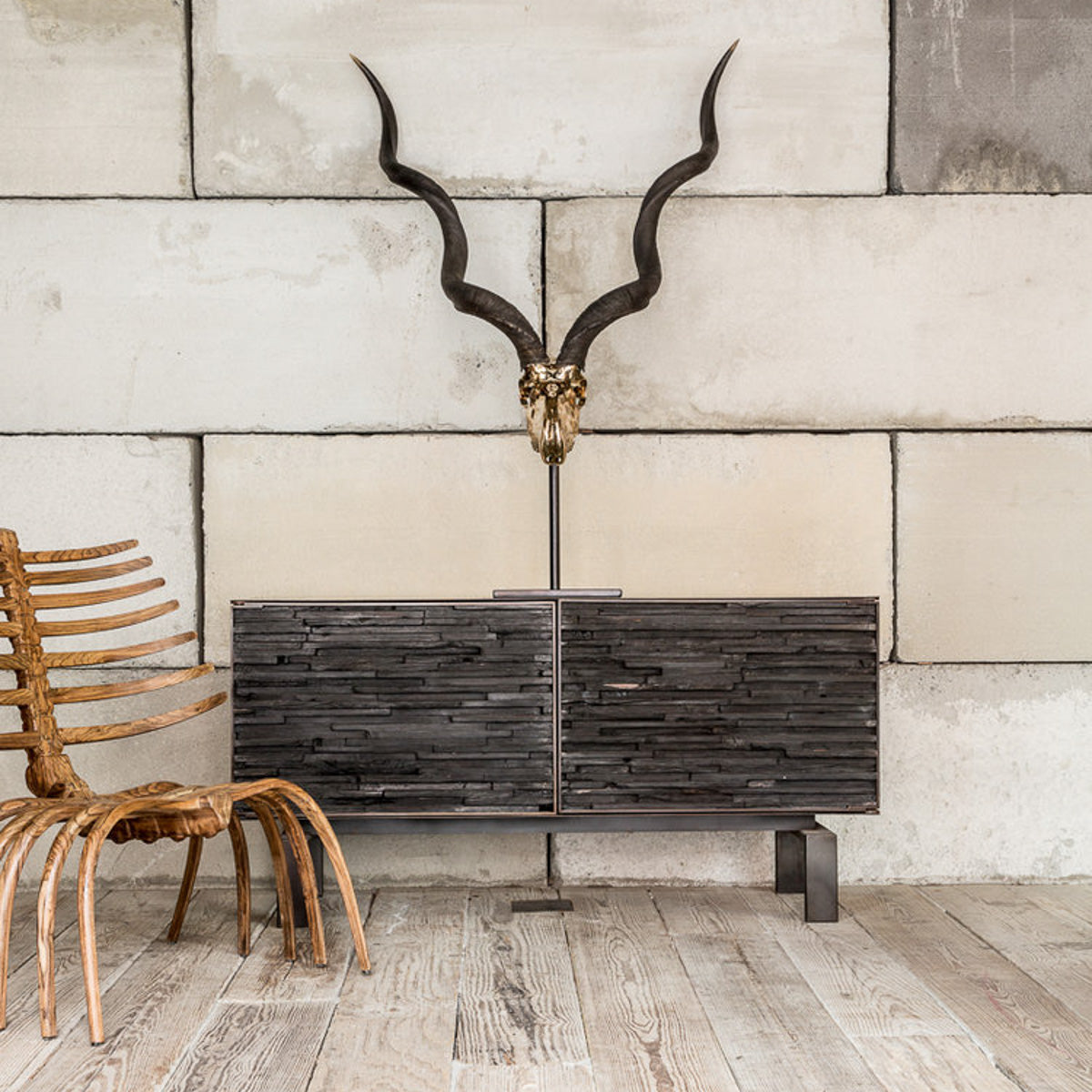 Charred Wood Cabinet 60"