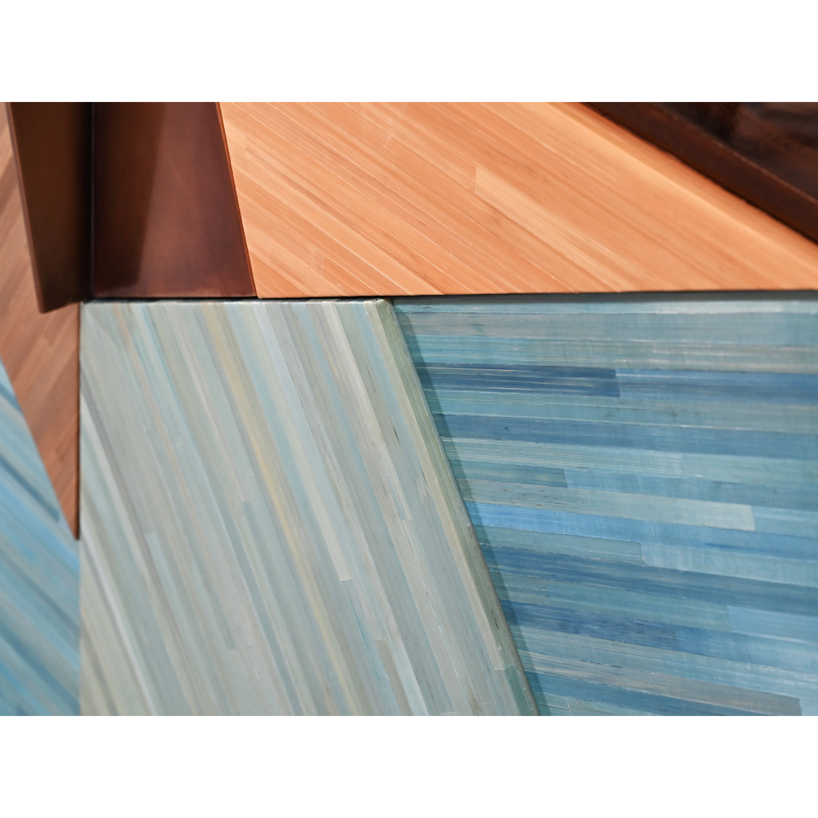 Cubist Credenza in Straw Marquetry and Bronze