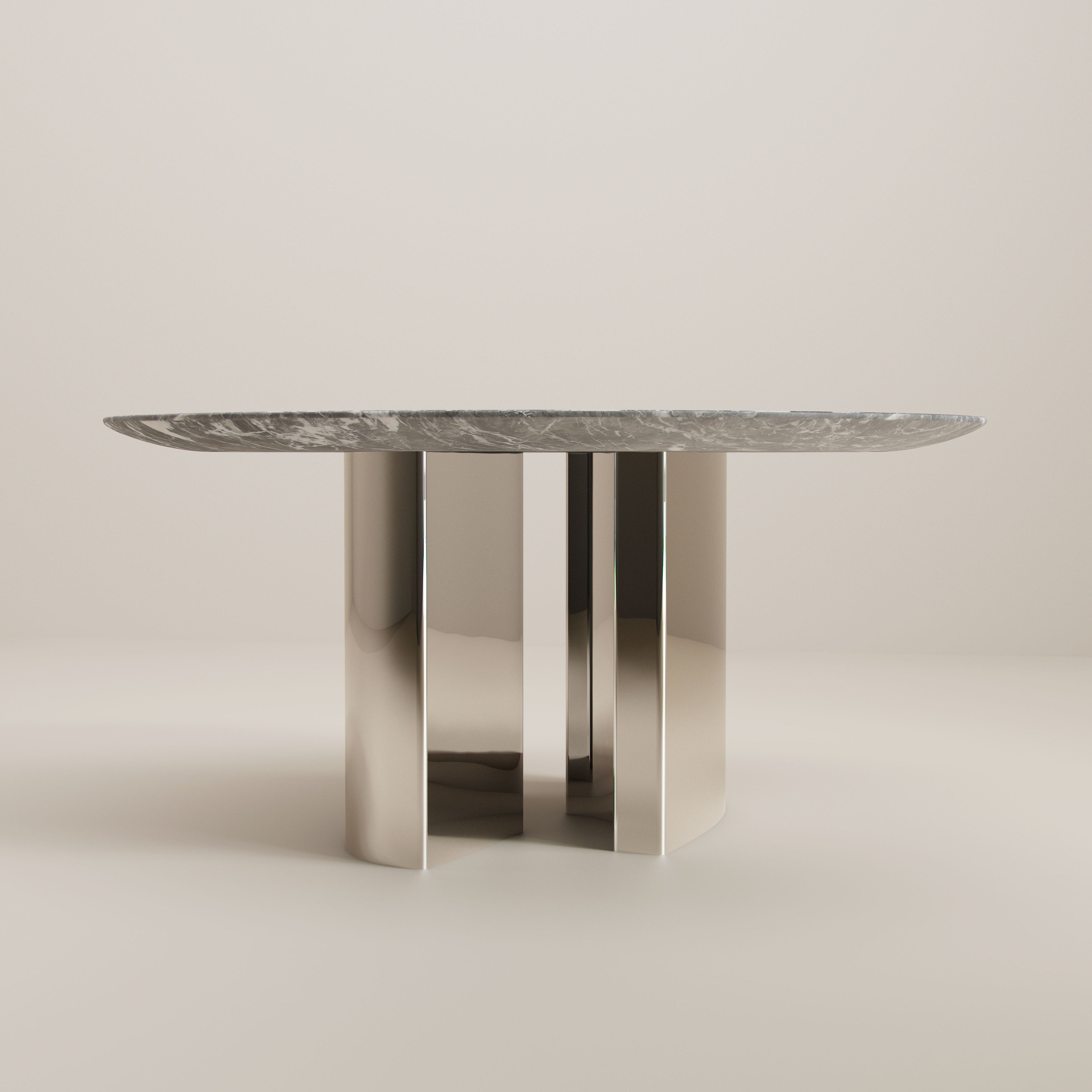 Eternel Sans Temps Dining Table Round - Carnico and Stainless Steel
