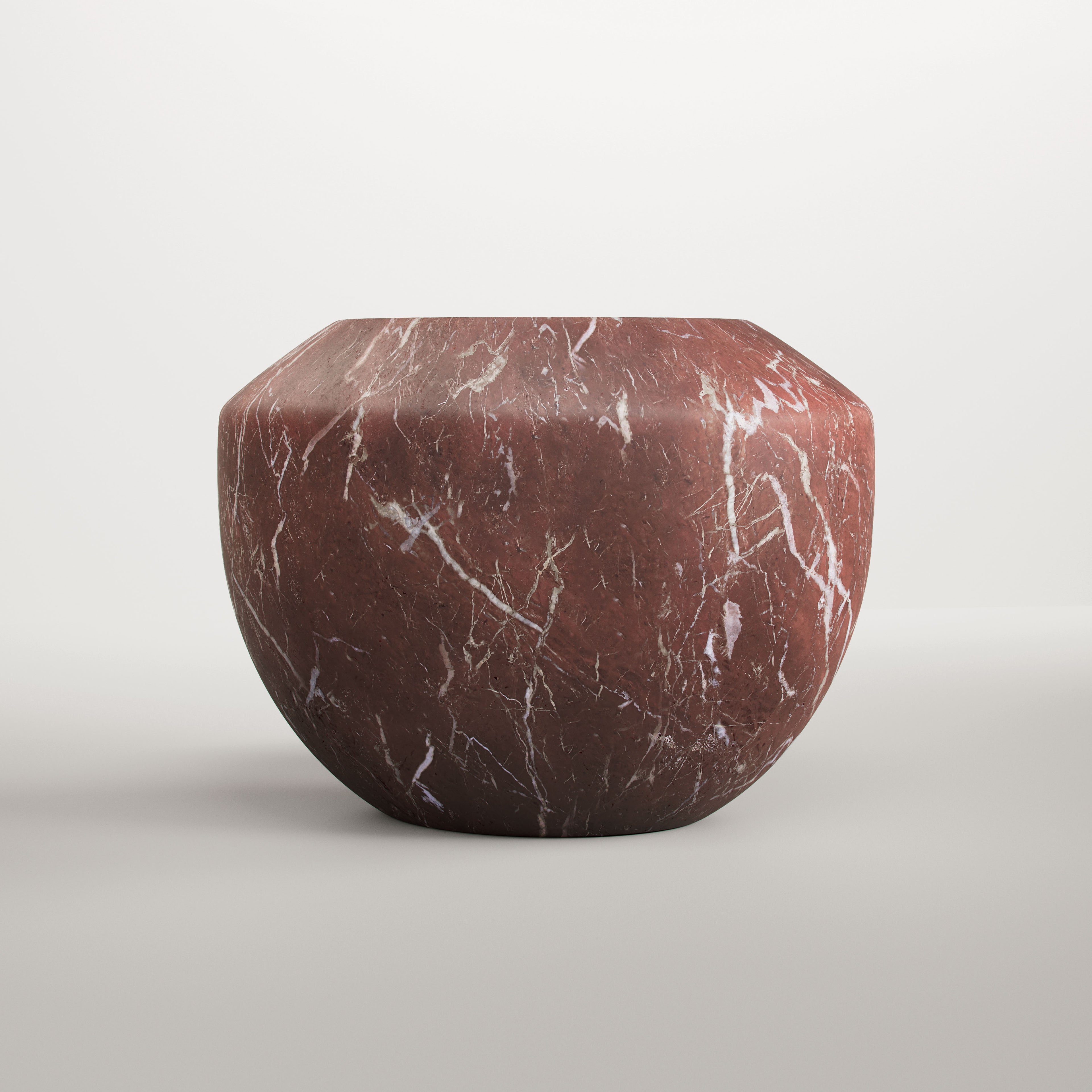 Eternel Sans Temps Side Table - Albania Rosso and Stainless Steel