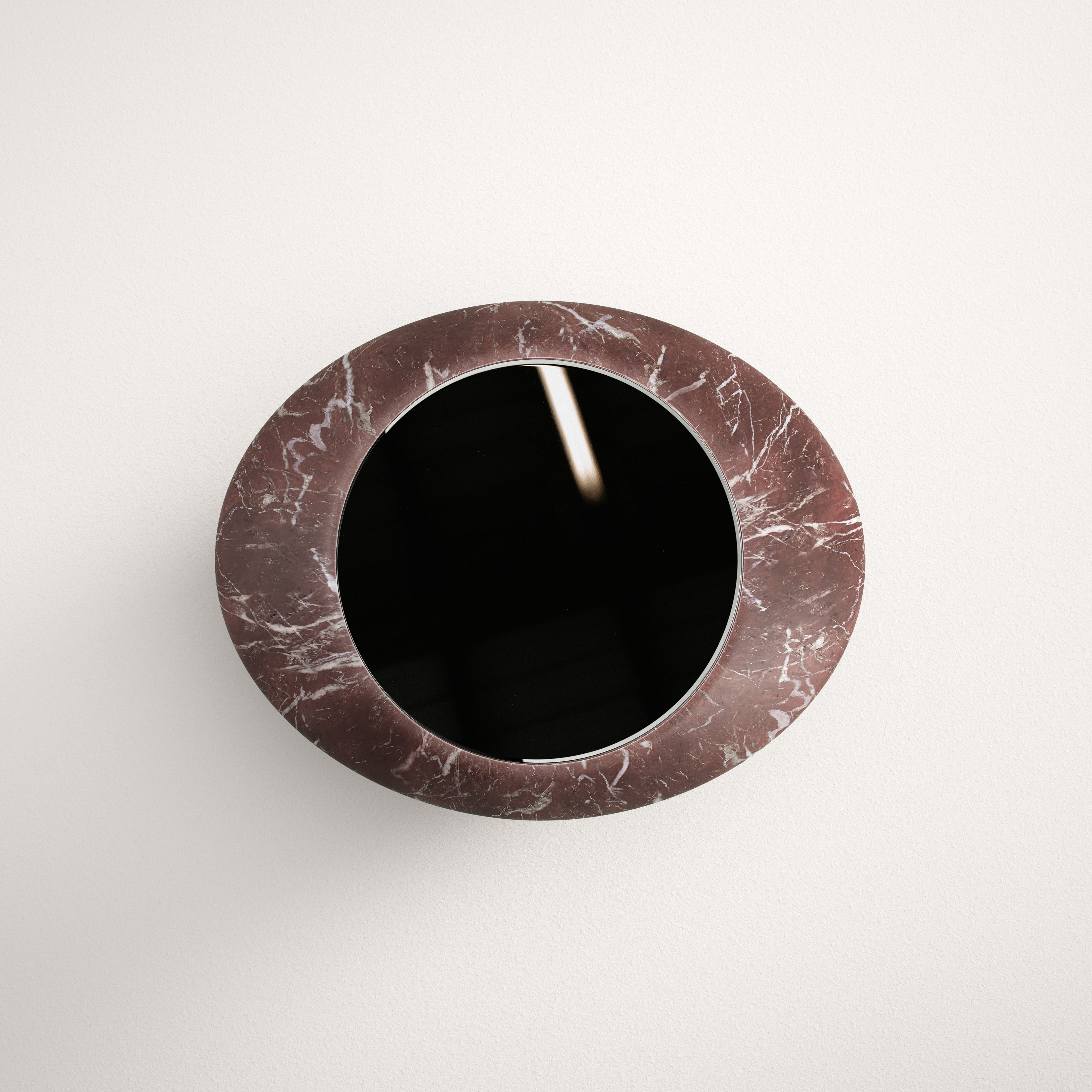Eternel Sans Temps Side Table - Albania Rosso and Stainless Steel