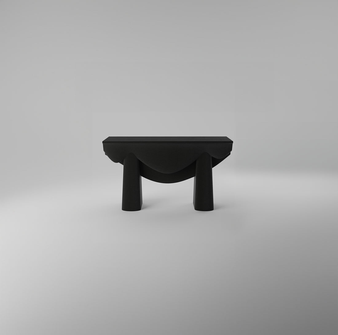 Contourage Quartz Sand Console Table - Black