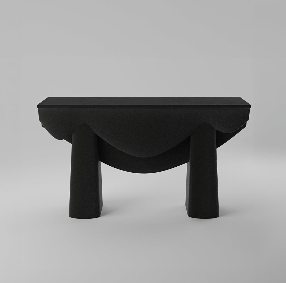 Contourage Quartz Sand Console Table - Black