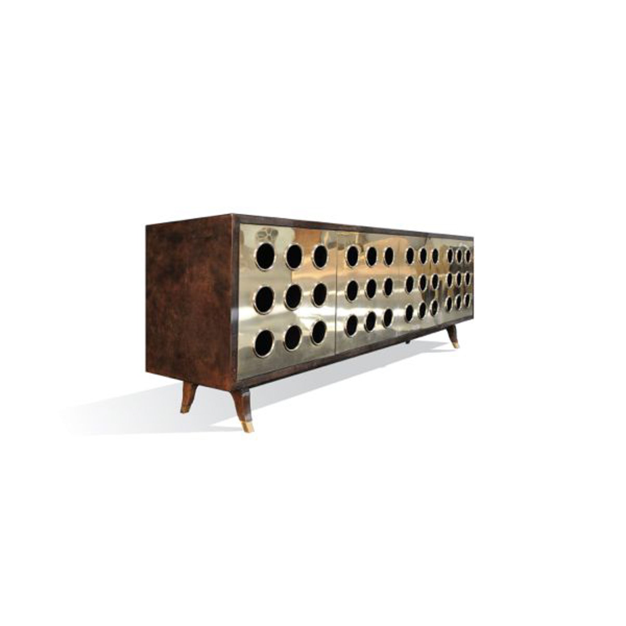 Marseilles Credenza (Parchment & Brass 4 Door)