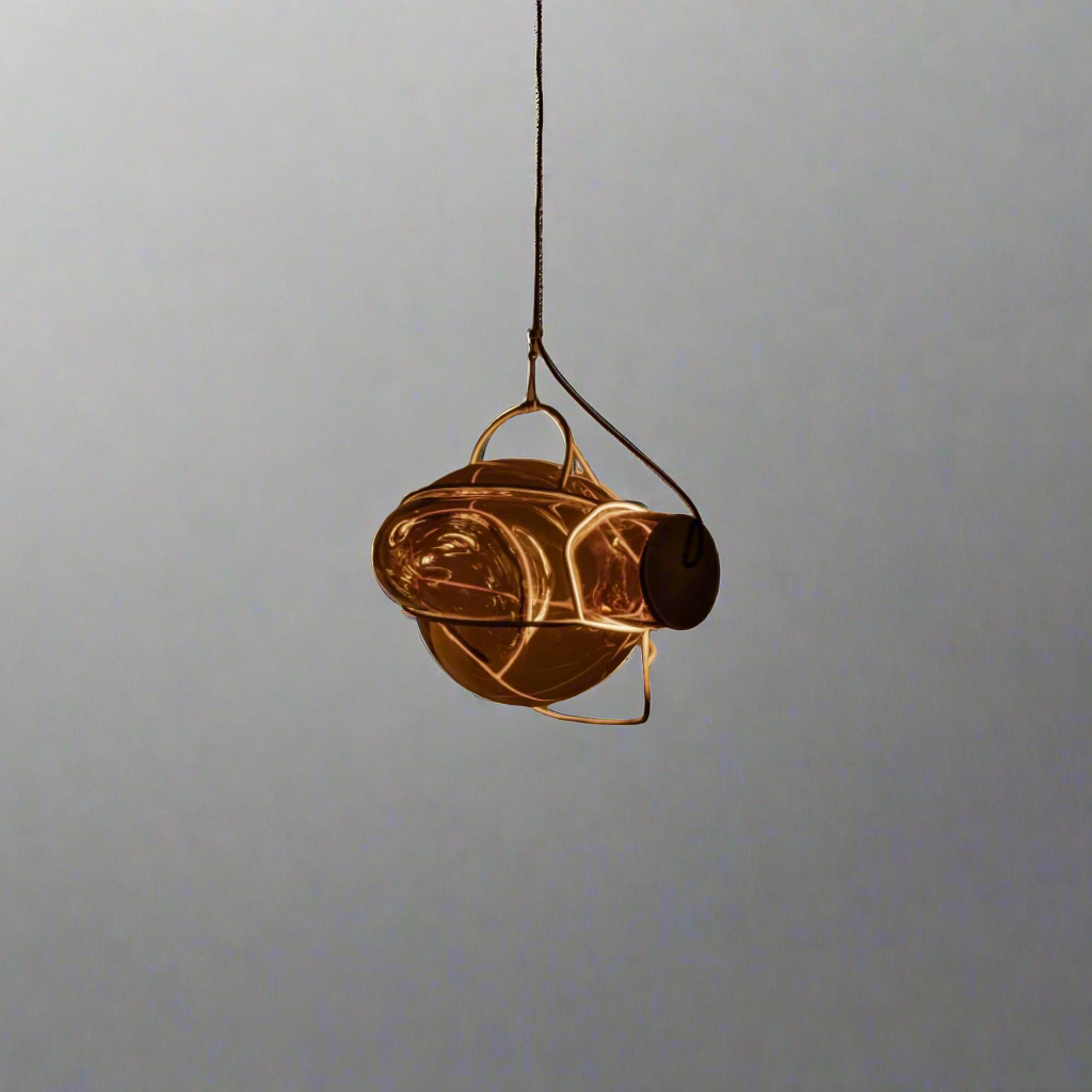 Nebula Lighting Sculpture - 1 Bubble - Amber Glass