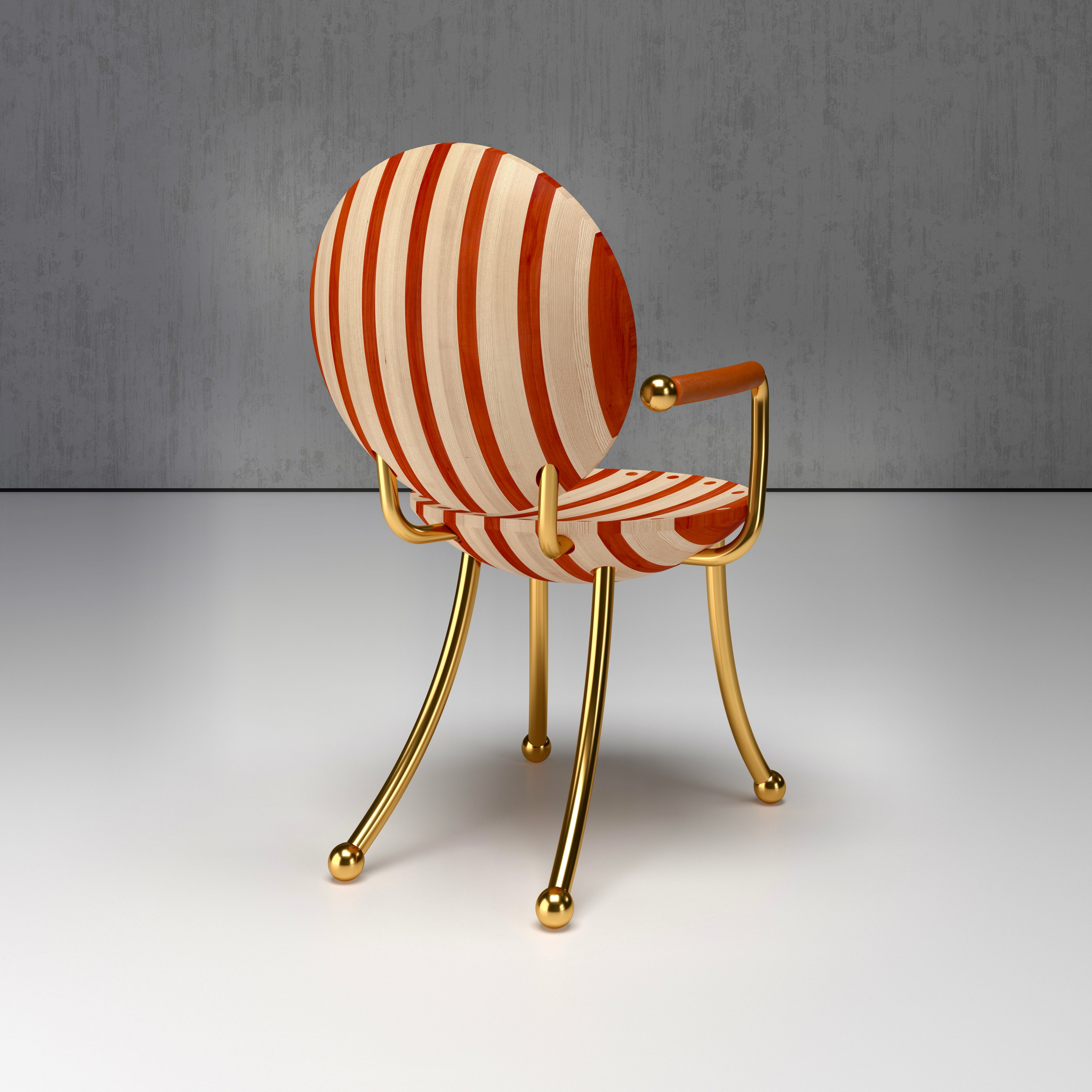 Striped Dining Chair with Arm