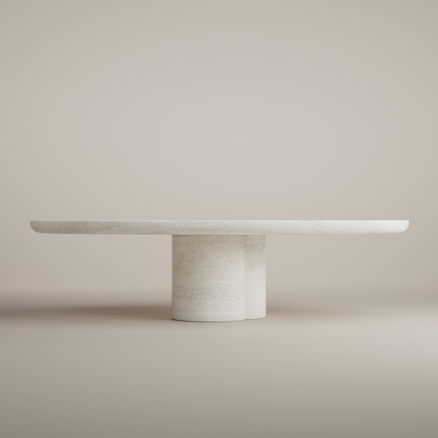 Tomoon Dining Table Oval - Travertine Osso