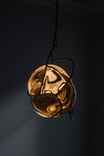 Nebula Lighting Sculpture - 1 Bubble - Amber Glass