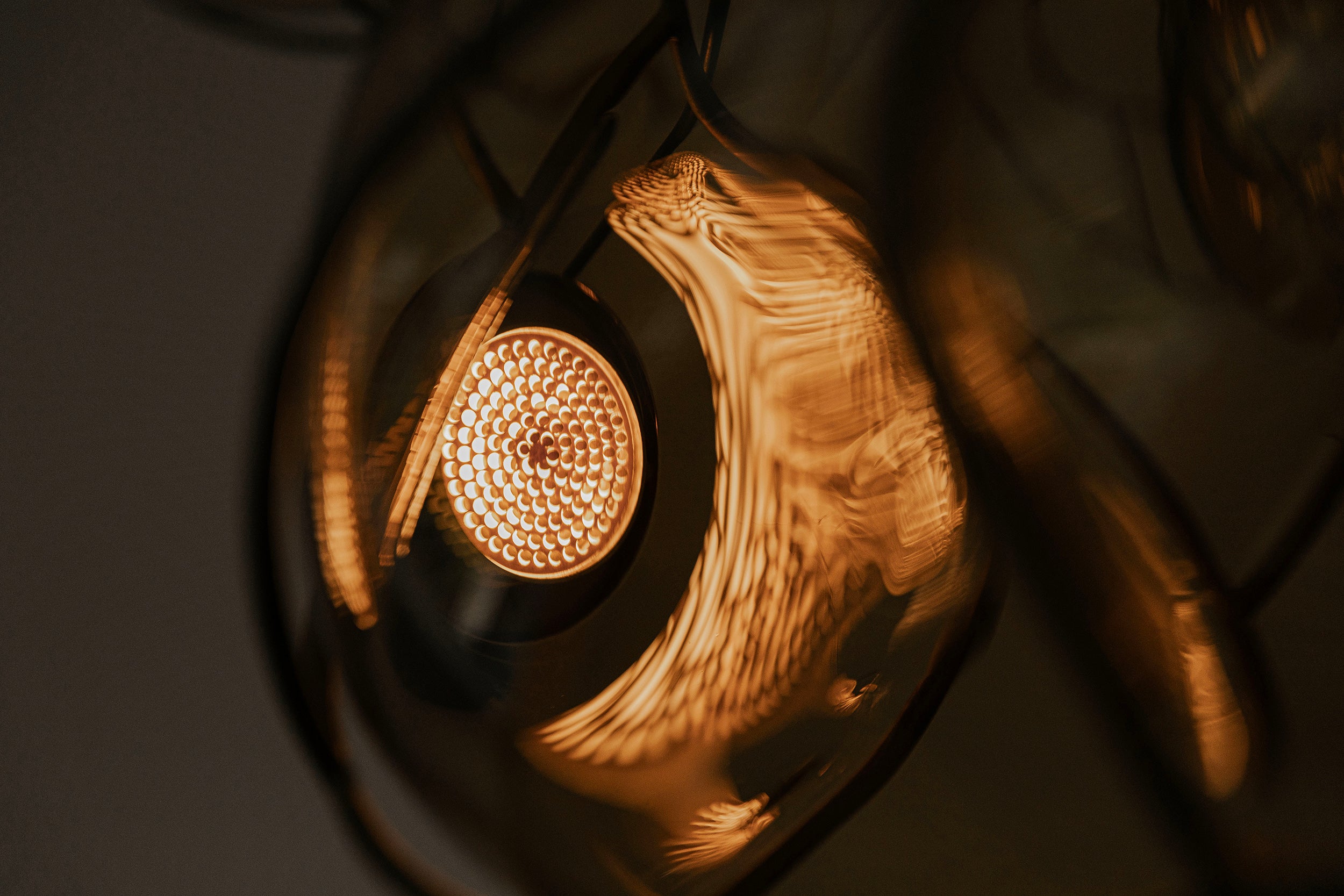 Nebula Lighting Sculpture - 3 Bubbles - Amber Glass