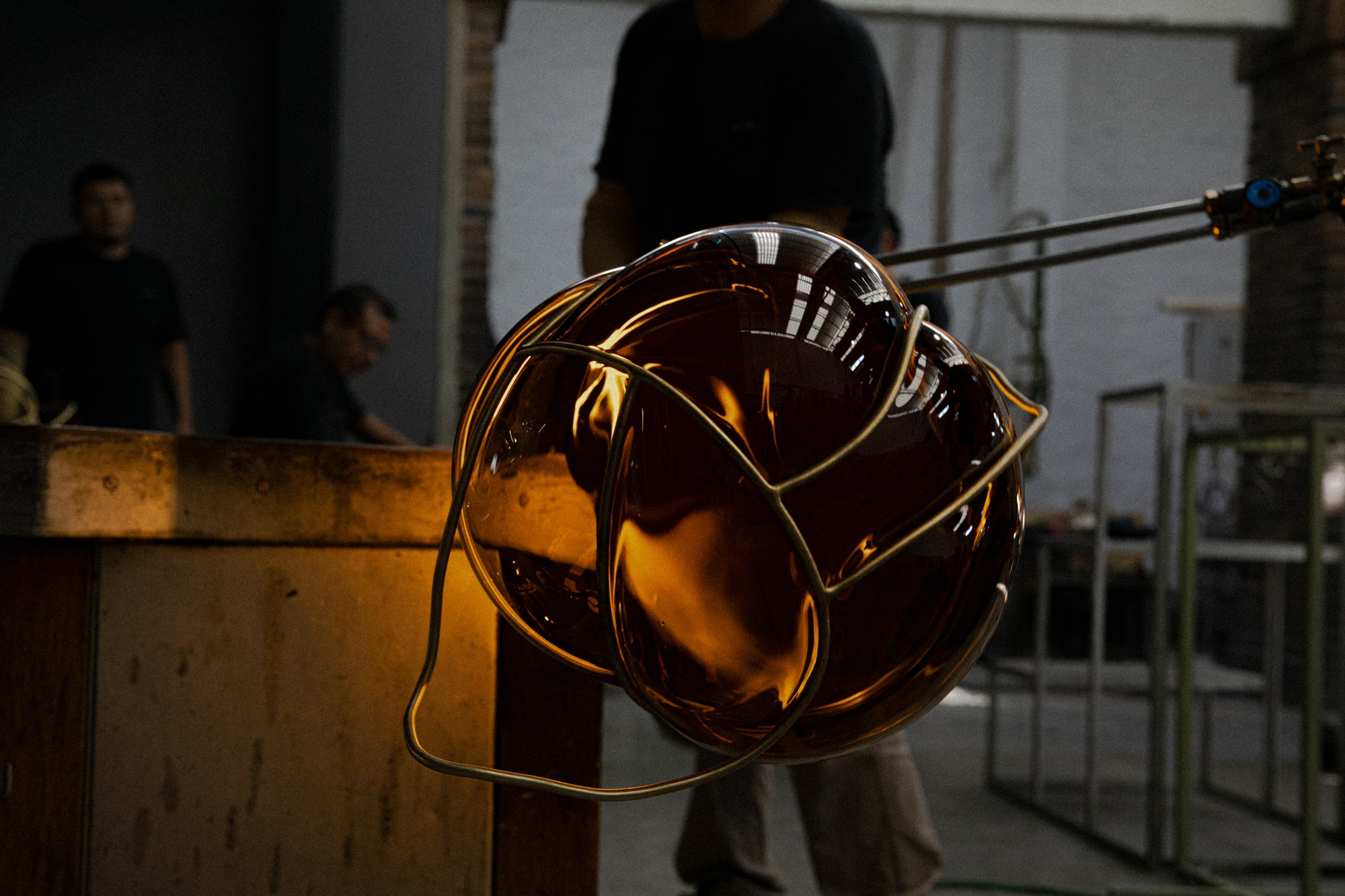 Nebula Lighting Sculpture - 13 Bubbles - Amber Glass