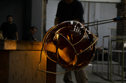 Nebula Lighting Sculpture - 8 Bubbles - Amber Glass