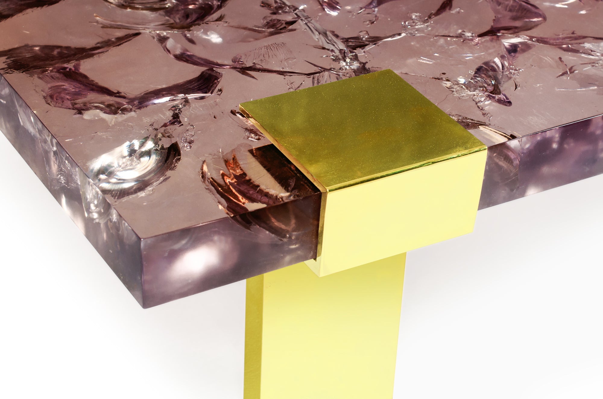 Clasp Coffee Table Ice Cracked Resin