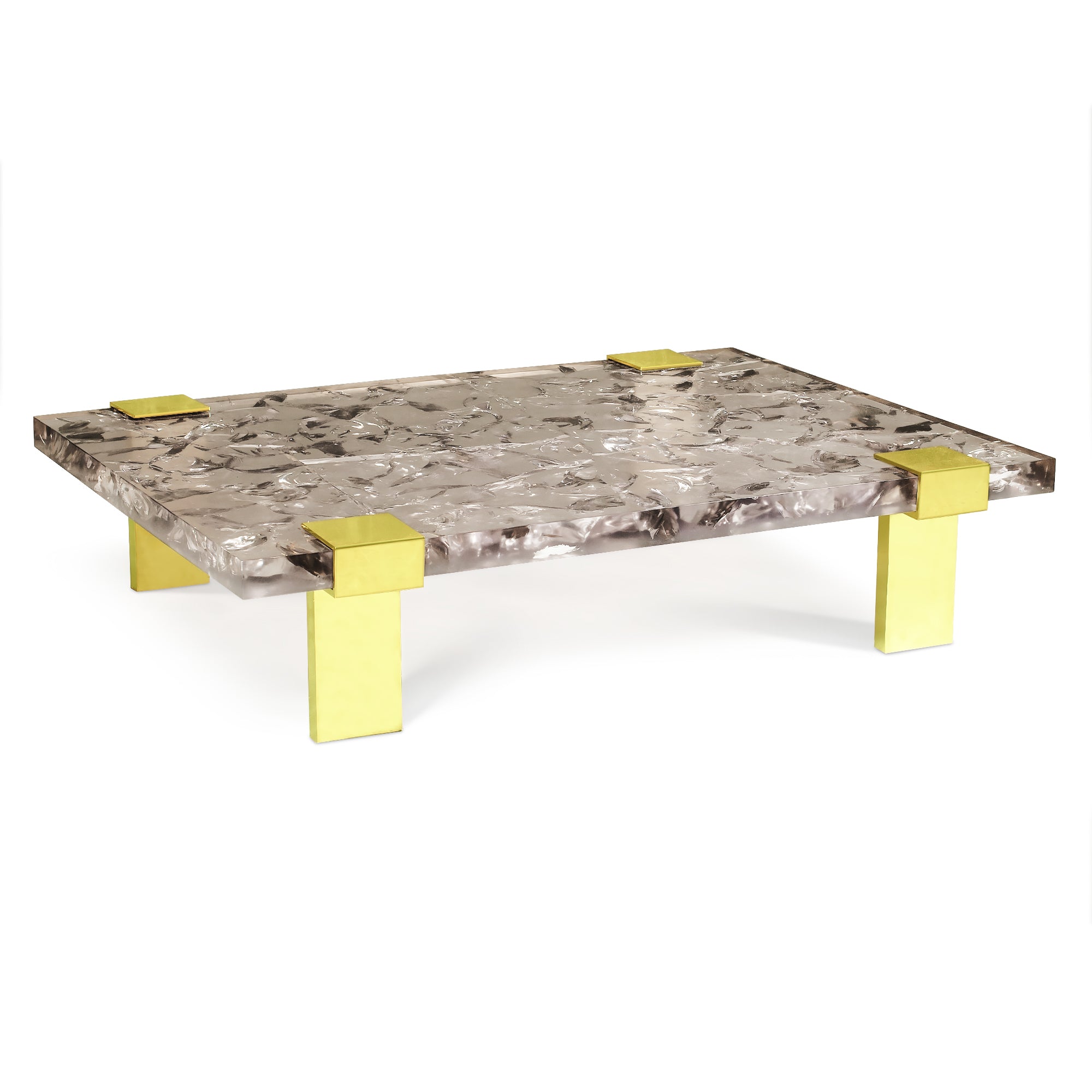 Clasp Coffee Table Ice Cracked Resin