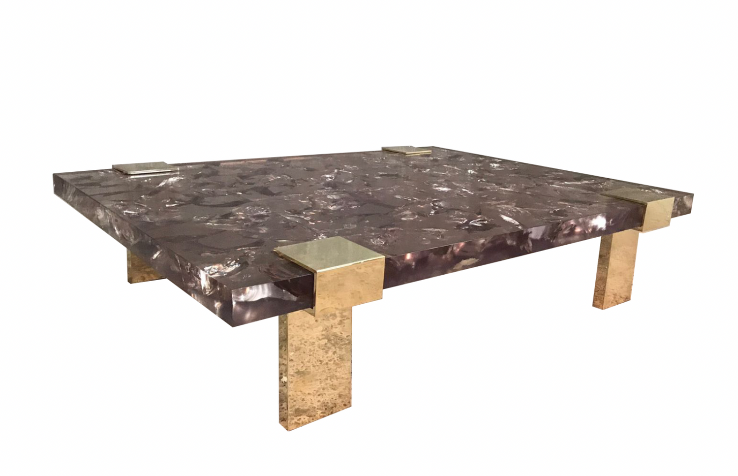 Clasp Coffee Table Ice Cracked Resin