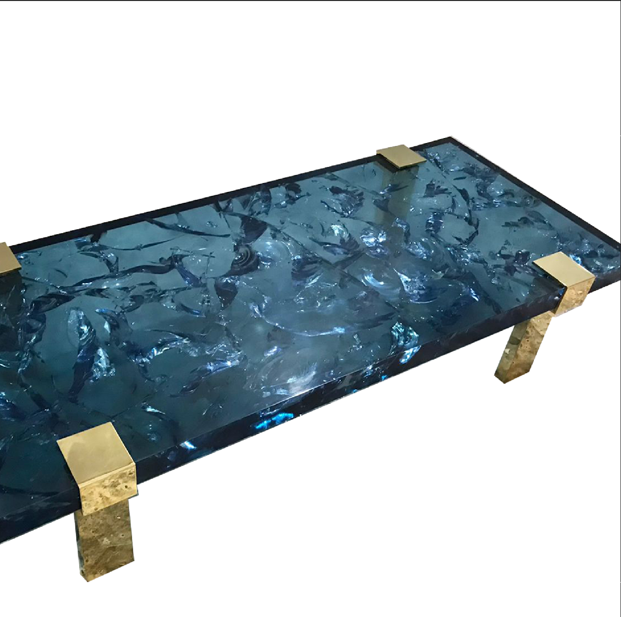 Clasp Coffee Table Ice Cracked Resin