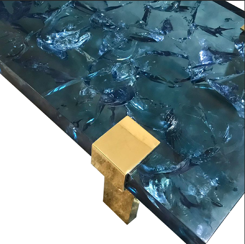 Clasp Coffee Table Ice Cracked Resin