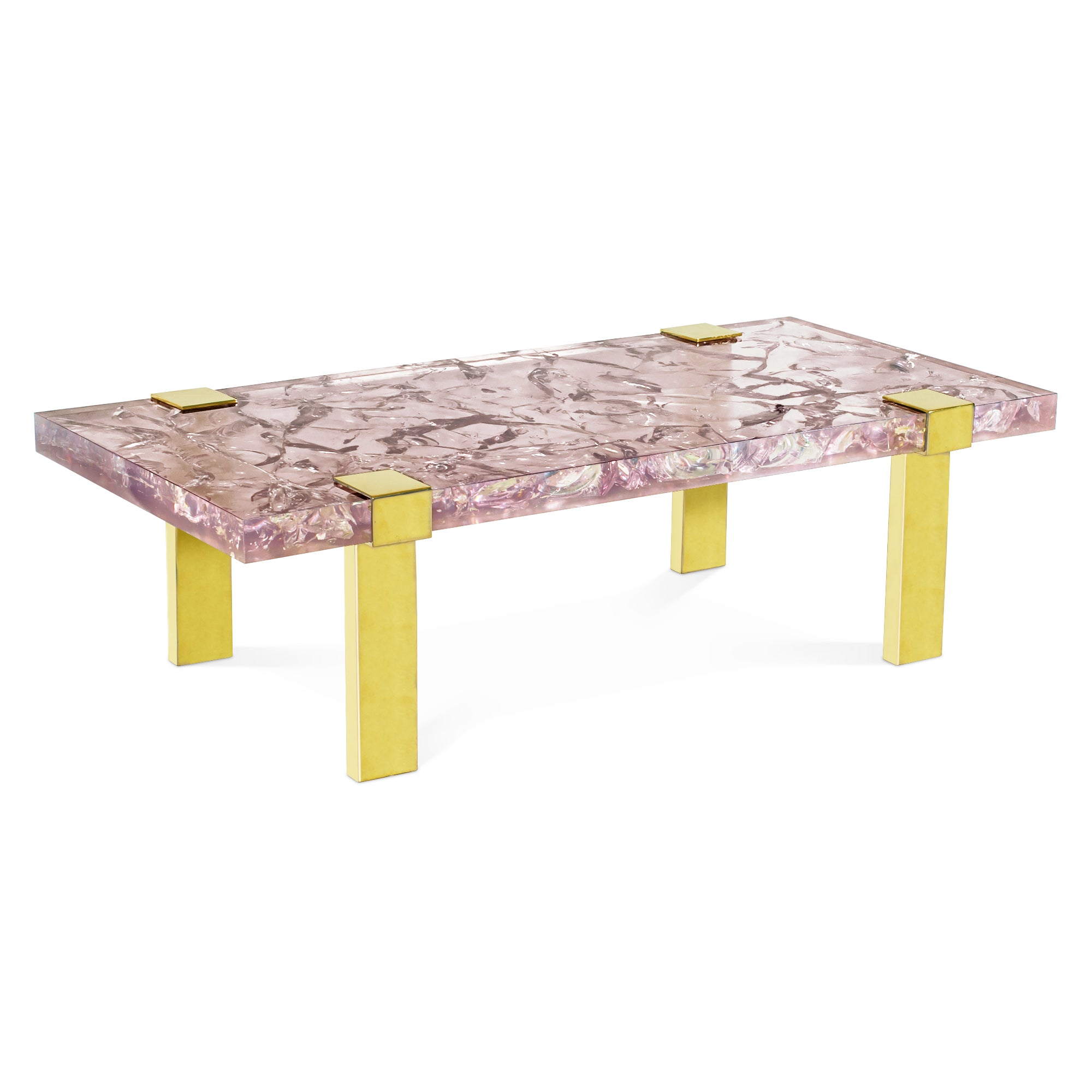 Clasp Coffee Table Ice Cracked Resin