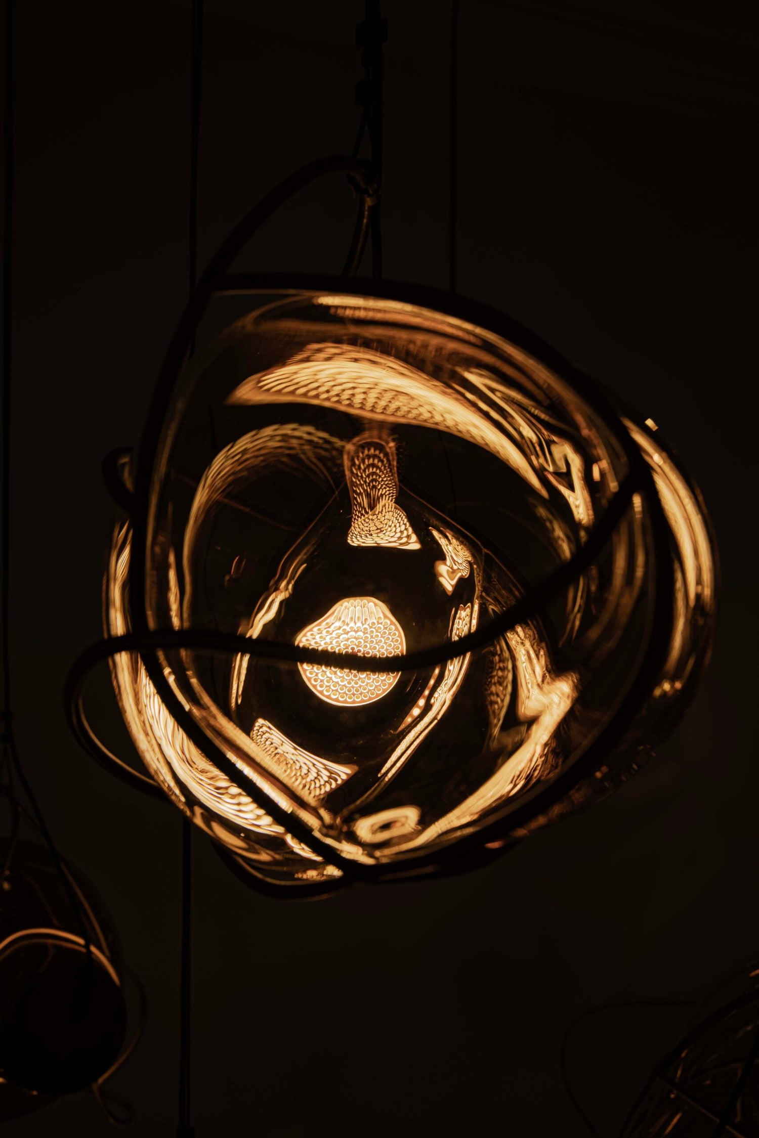 Nebula Lighting Sculpture - 1 Bubble - Amber Glass