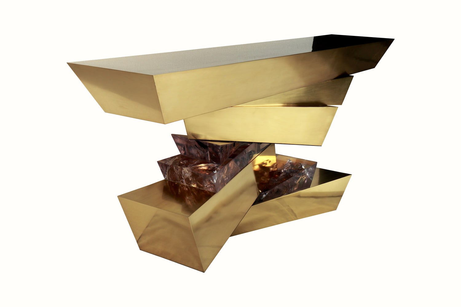 Plateau Console (Brass &amp; Ice Resin)