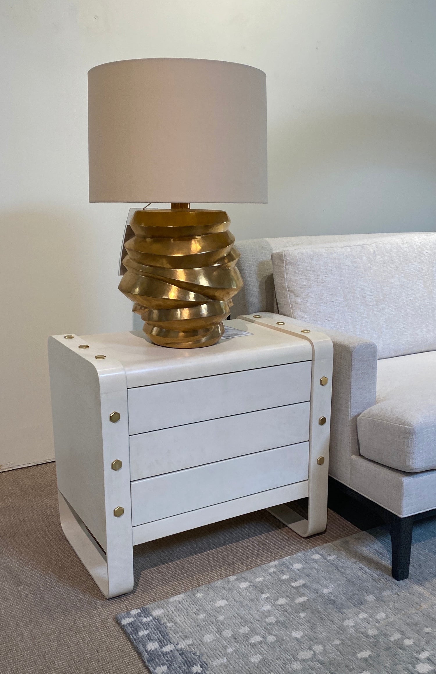 Lug Bedside Table (Bleached Brass)