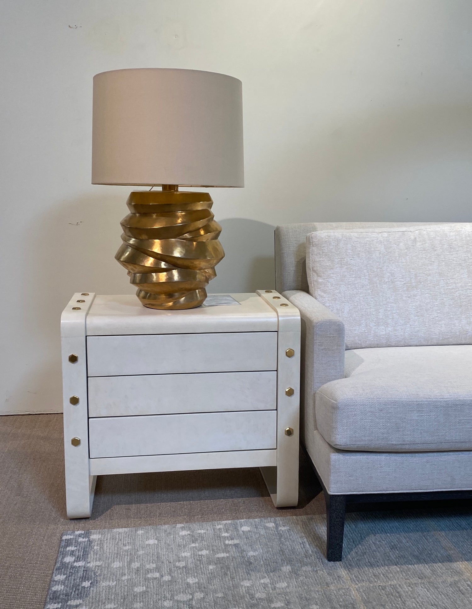 Lug Bedside Table (Bleached Brass)