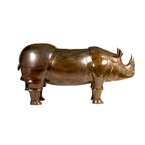 Brass Rhino With Drawers