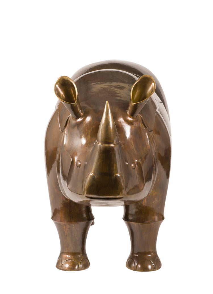 Brass Rhino With Drawers