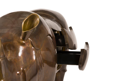 Brass Rhino With Drawers