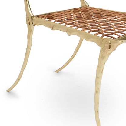 Aqua Brass Klismos Chair