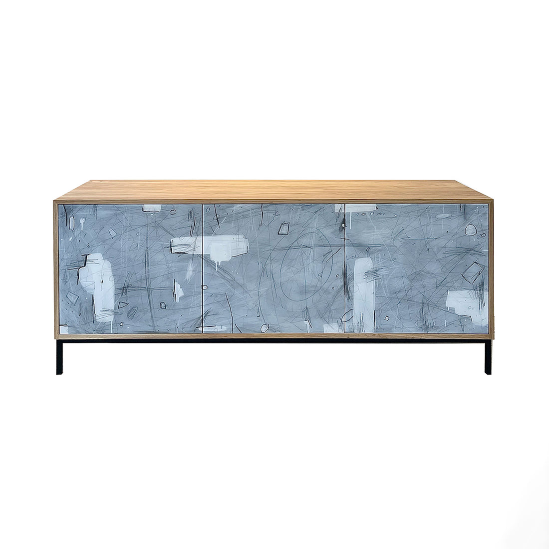 Abstract in White Credenza