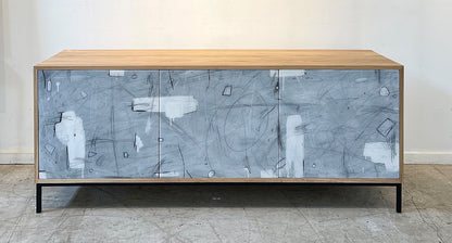 Abstract in White Credenza