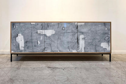 Abstract in White Credenza