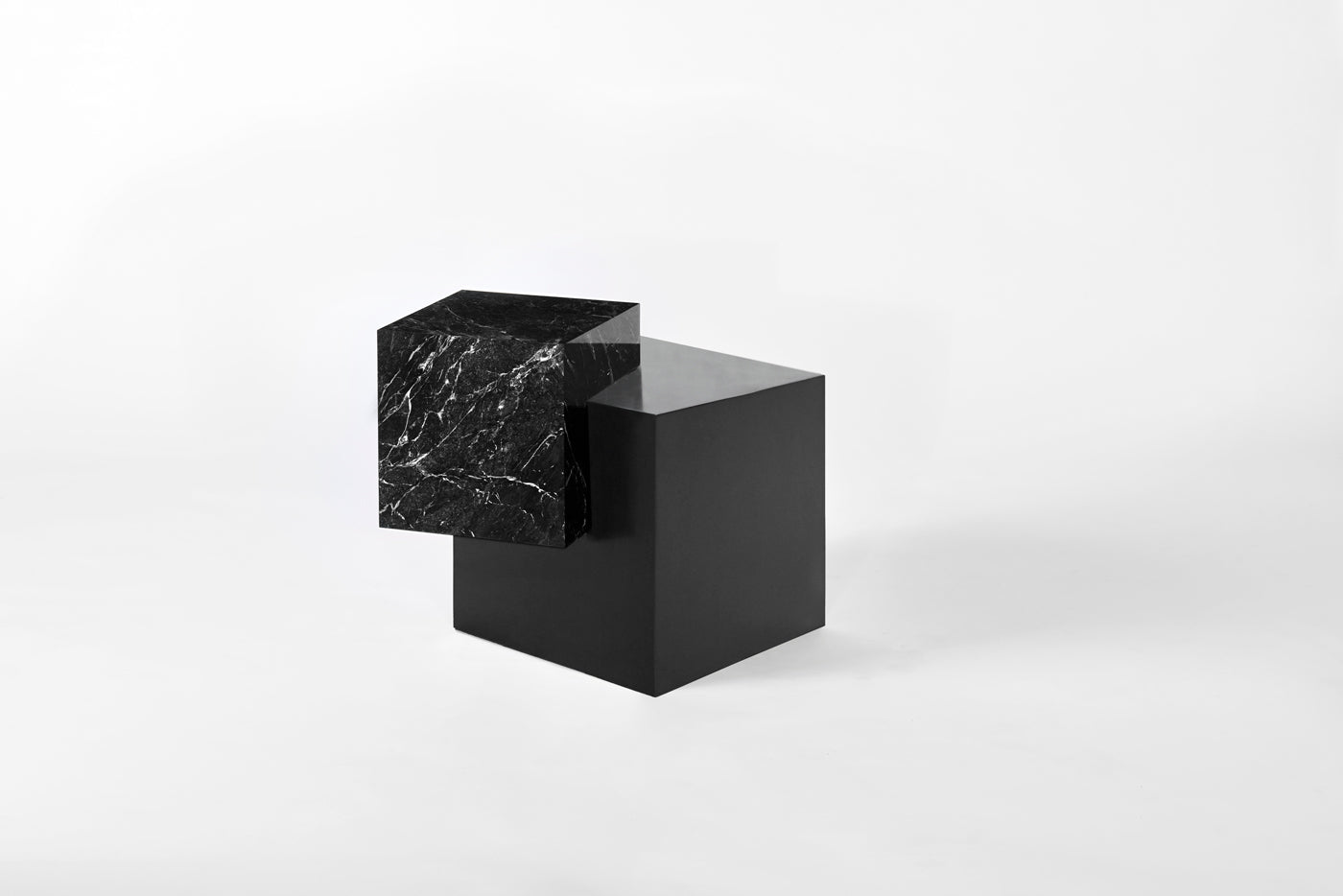 Askew Table Stone, Black Steel