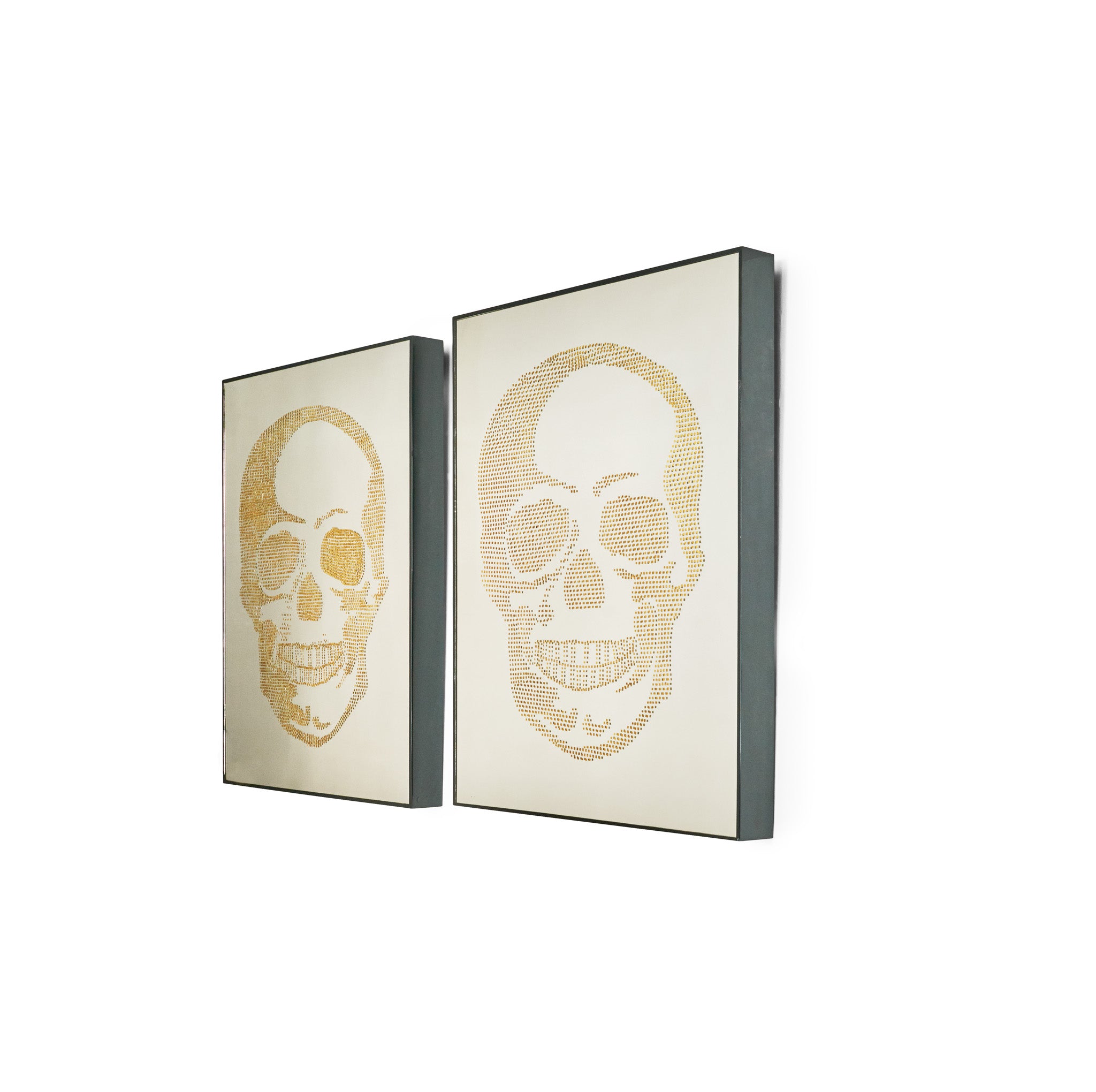 Brass Inlay Skull Art Mirror