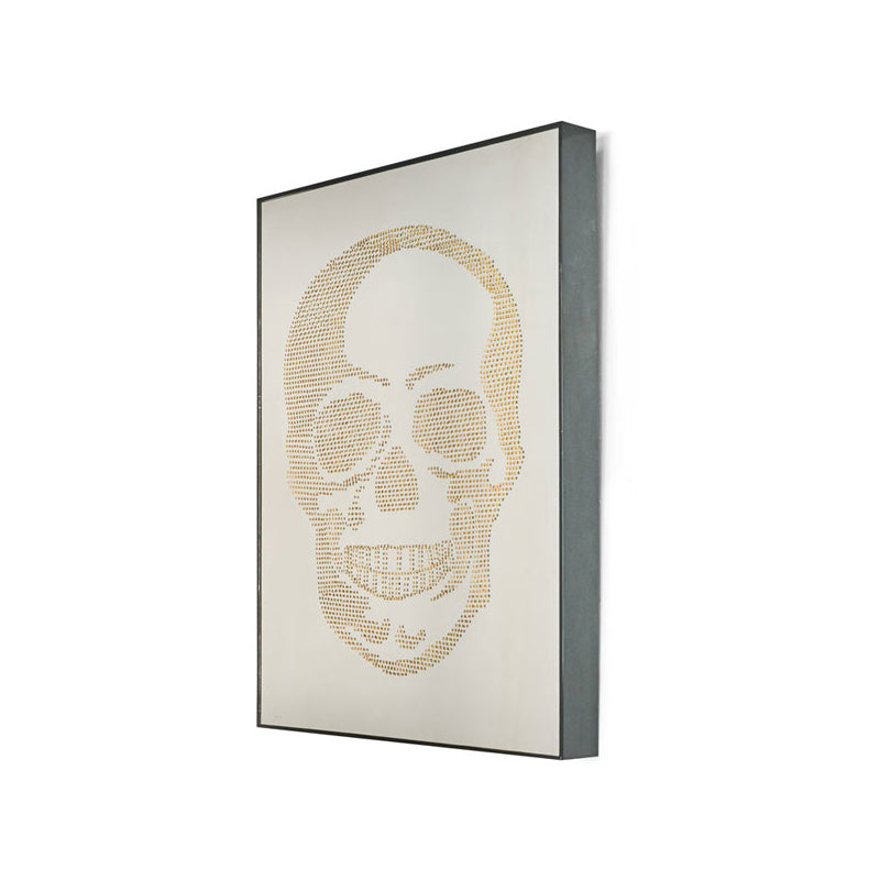 Brass Inlay Skull Art Mirror