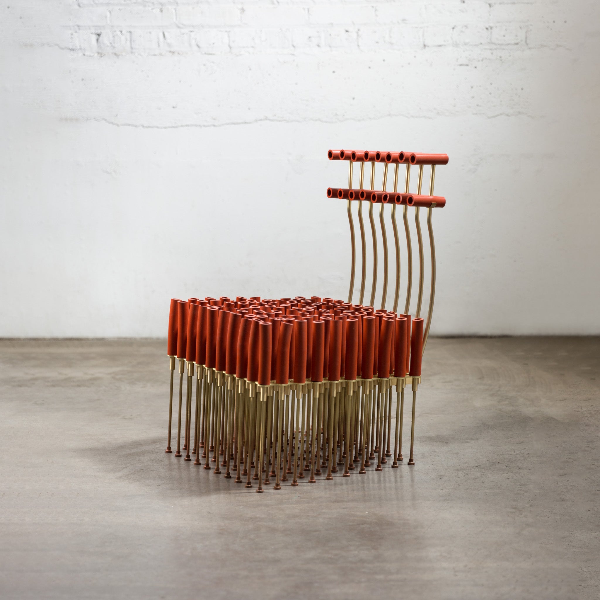 Chair with Tubes and Brass by Gentner