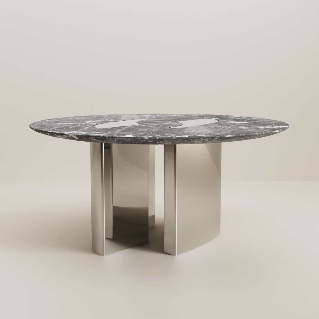 Eternel Sans Temps Dining Table Round - Carnico and Stainless Steel