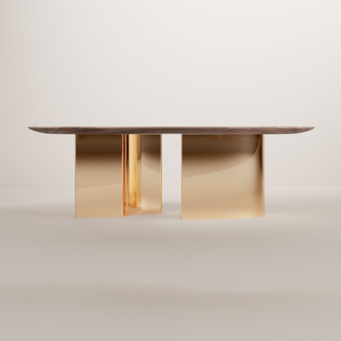 Eternel Sans Temps Dining Table Oval - Walnut and Brass